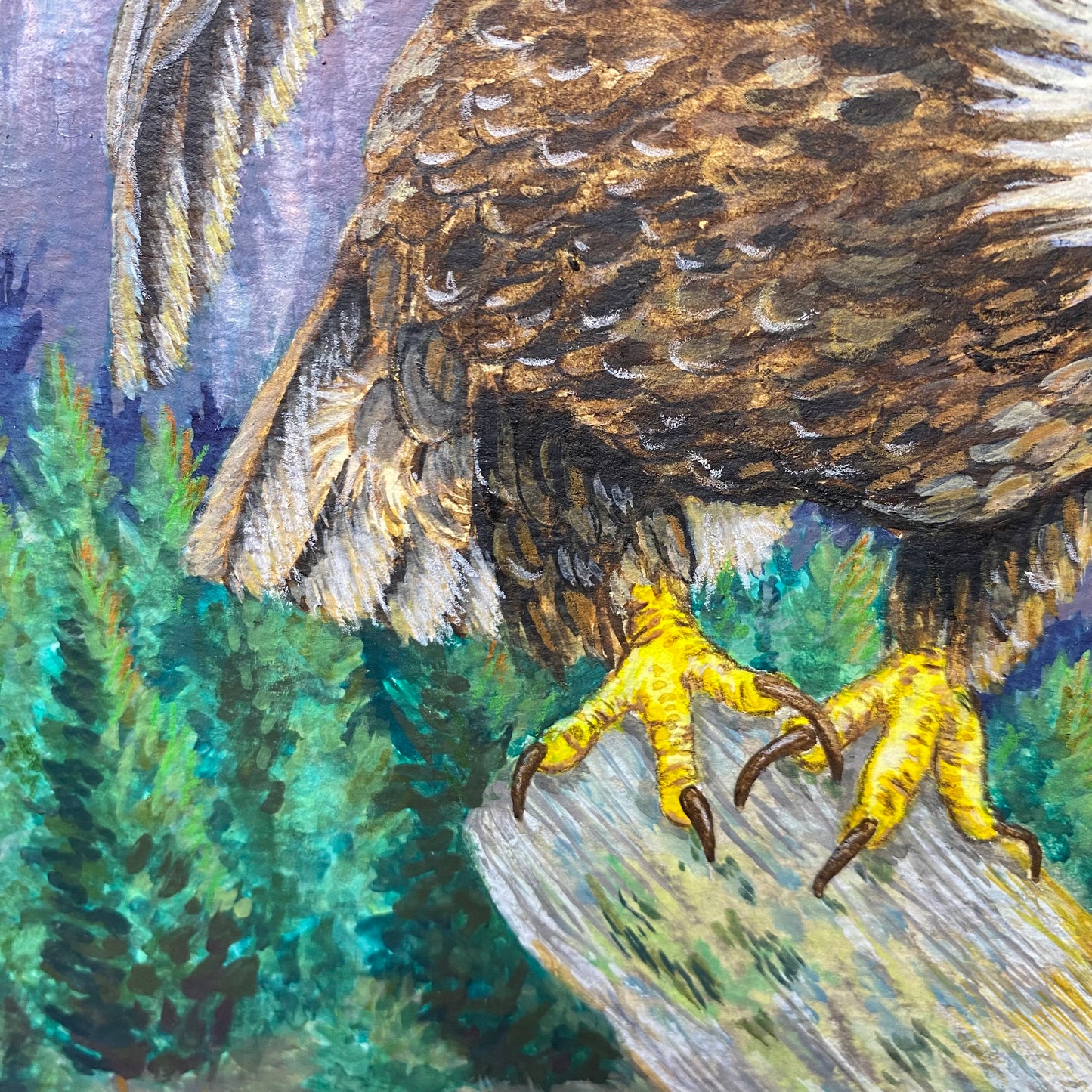 American Bald Eagle Decorative Sunrise Painting "Mountain's Majesty"  Wall Art Prints By Sarah Webster Smith