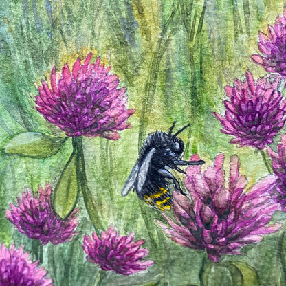 Deer in Meadow Landscape Wild Flowers at Dawn "Morning's Gentle Whisper" Watercolor Wall Art Prints By Sarah Webster Smith